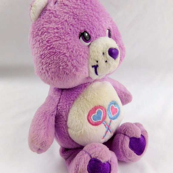 Vintage 2002 Care Bears Share Bear Plush Stuffed Animal 13" Purple Lollipops - Picture 5 of 5